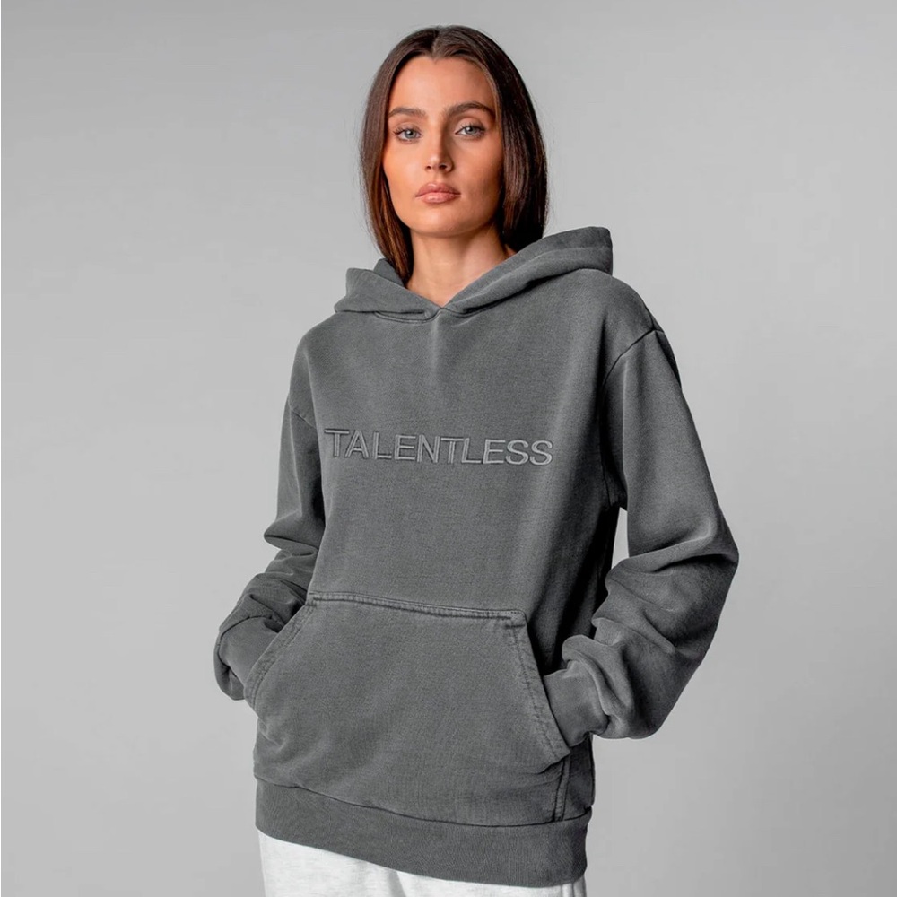 TALENTLESS Gray Oversized Long Sleeve Hoodie